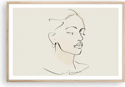 Produktbild von Gerahmtes Poster - Rahmen in heller Eiche - Frau Zeichnung Linie - 91,5x61 cm - Wand Bild - Wanddeko - Wandbilder - Kunstposter - Wandposter - Bilderrahmen - Bilder - Kunstdruck - P2NAA91x61-5046
