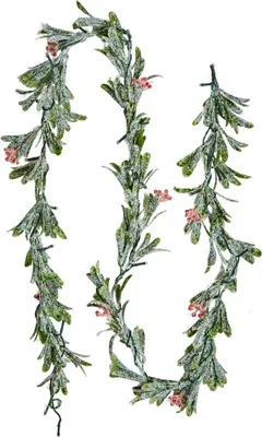 Immagine prodotto di Ghirlanda natalizia di 2 m in verde realistico - Ghirlanda di abete decorata con viti, foglie di ulivo e bacche - Ghirlanda artificiale sempreverde con luci fiabesche - Decorazione natalizia per camino e soggiorno