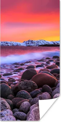 Produktbild von MuchoWow® Poster Sonne - Steine - Schnee - Landschaft - Wasser 20x40 cm - Plakat - Foto