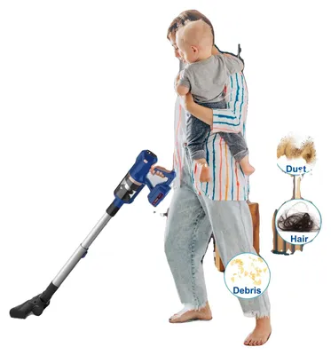 Productafbeelding van Accu-stofzuiger, 150 watt vermogen, 60 minuten gebruiksduur, HEPA-filter, stofreservoir van 1-2 liter, minder dan 3 kg