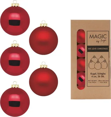 Produktbild von Weihnachtskugeln Glas 4cm 36 Stück - Ochsenblut