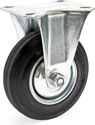 Zdjęcie produktu dla Kółko stałe Wiltec Ø125 mm z gumowym kółkiem i metalową obręczą, nośność 100 kg, pełne kółko transportowe, kółko meblowe, cichobieżne