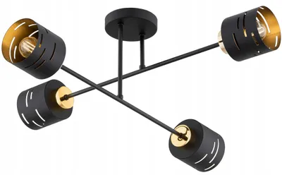 Produktbild von KAR-LIGHTING Deckenleuchte 4-flammig Schwarz, Metall, Kreuzform 70×70×28 cm, E27-Fassung – für Wohnzimmer, Flur, Küche