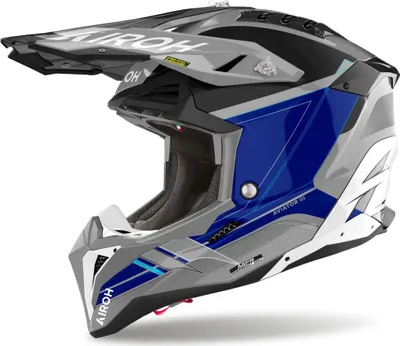 Produktbild von Crosshelm Schutzhelm Motorradhelm AIROH Aviator 3.0 Saber Grau Blau Größe S