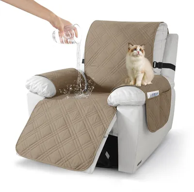 Image de Housse de fauteuil imperméable, coussin de fauteuil, pour fauteuil télé, avec poches latérales, antidérapante, lavable