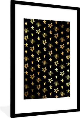 Produktbild von MuchoWow® MuchoWow® Gerahmtes Poster Gold - Muster - Form 60x90 cm - Poster mit zchwarzem Bilderrahmen - Dekoration - Wandposter Wohnzimmer - Hochwertig