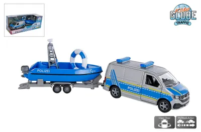 Obrázek produktu pro Dětský glóbus VW Transporter Policie s lodí - hračka pro děti 520360