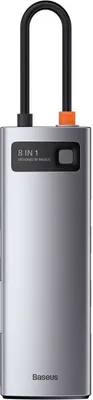 Image de Station d'accueil Baseus Metal Gleam, connexion PC USB Type-C, 8 en 1, Gris