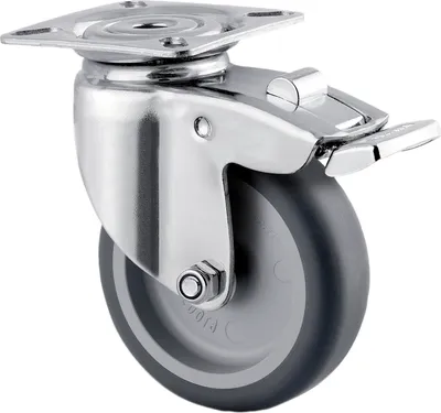 Produktbild von TENTE Lenkrolle Edelstahl Plattenbefestigung nachl. Totalfeststeller 75 mm 75 kg