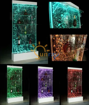 Image de Étagères Designer Éclairé Led Mur Bar Étagère Colonne Colonnes d'eau Comptoir