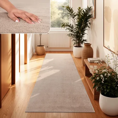 Produktbild von Moderner Wohnzimmer Teppich Kurzflor Waschbar Weich Felloptik Anti-Rutsch Grösse 80x150 cm