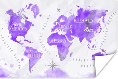 Produktbild von MuchoWow® Poster Weltkarte - Ölfarbe - Violett 60x40 cm - Schlafzimmerdekoration