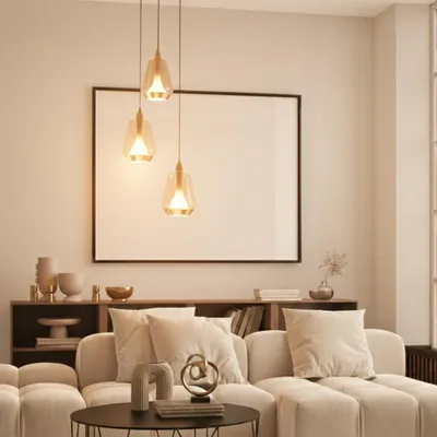 Productafbeelding van Design hanglamp Alish 3-lichts amber glas