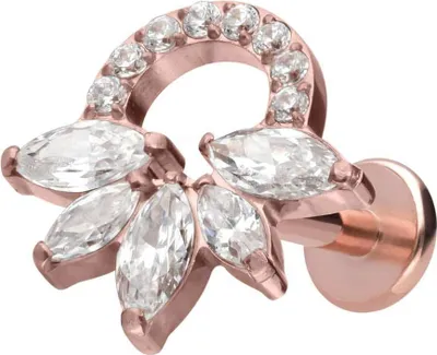 Produktbild von Ohrpiercing, Nasenpiercing Titan Labret mit Innengewinde KRISTALLRASSEL RoséGold Stablänge: 10mm | Stabstärke: 1,2mm