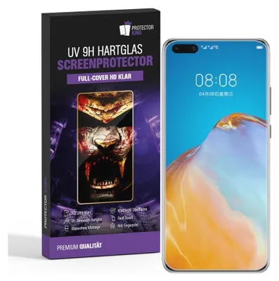 A product box for a screen protector is shown next to a smartphone.