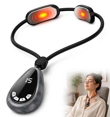 Produktbild von EMS Nackenmassagegerät mit Wärmefunktion, elektrisches Hals Massagegerät mit 6 Modi und 15 Intensitätsstufen, kabellos für Schulter und Nacken