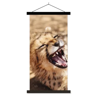 Produktbild von MuchoWow® Textilposter Gepard - Tier - Nahaufnahme 60x120 cm mit schwarzem Rahmen - Magnete