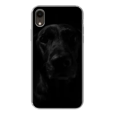Produktbild von MuchoWow® Handyhülle Schutzhülle Hülle für iPhone XR Hund - Haustier - Schwarz Silikon Softcase Handy Hülle - Schutzdeckel