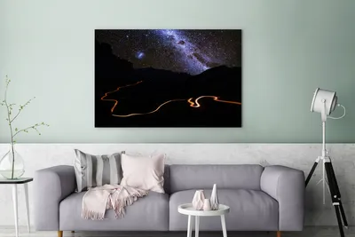 Produktbild von OneMillionCanvasses® - Leinwandbilder - 140x90 cm, Weg bei Nacht, Wandbilder Kunstdruck Wanddekoration