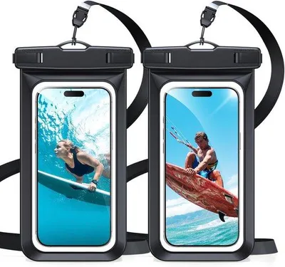 Produktbild von Famanu Wasserfeste Schutzhülle für Smartphone 30 m/IPX8 - 2 Stück, universelle Unterwasserhülle für Smartphones bis 7 Zoll