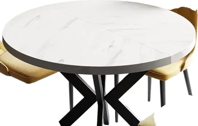 Produktbild von All4All Tisch Loren , runder Esstisch , Metallbeine , Tisch Glamour , moderne Beine , Kafeetisch , Loft Stil , 75/100 , 176cm , 27 , Bianco Marmor