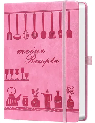 Produktbild von Rezeptbuch zum Selberschreiben A5 Rosa 21 x 14.5 cm mit Register & Inhaltsverzeichnis