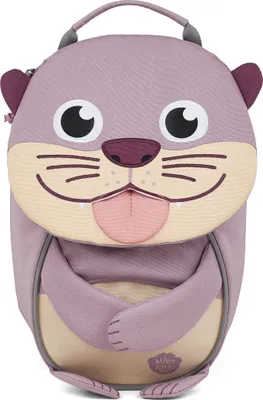 A studio shot of a children's backpack designed to look like an otter.