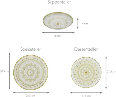 Obrázok produktu pre CreaTable, 23607, Mandala biela, sada tanierov 12 ks, kamenina