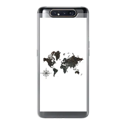 Produktbild von MuchoWow® Handyhülle Schutzhülle Hülle für Samsung Galaxy A80 Weltkarte - Gold - Schwarz - Windrose Silikon Softcase Handy Hülle - Schutzdeckel