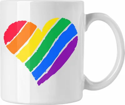 Produktbild von Trendation - Regenbogen Tasse Geschenk LGBT Schwule Lesben Transgender Grafik Pride Herz (Weiß)