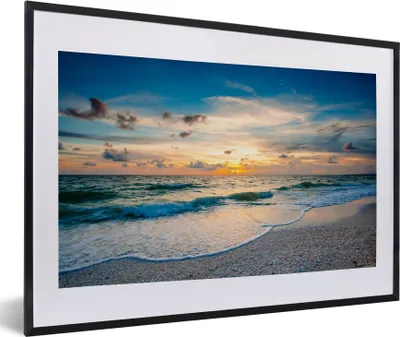 Produktbild von MuchoWow® MuchoWow® Gerahmtes Poster Strand - Meer - Sonnenuntergang 60x40 cm - Poster mit zchwarzem Bilderrahmen - Schlafzimmer - Plakat in Rahmen - Drucken