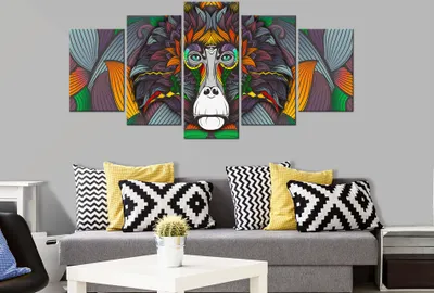 Produktbild von Akustikbild Abstrakt bunt 200x100 cm Bilder Akustikschaum Hochleistungsschallabsorber Schallschutz Leinwand 5 tlg Wandbild Raumakustik Schalldämmung g-A-0115-b-p