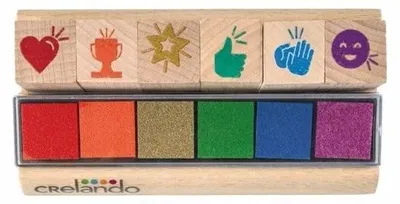 Produktbild von Crelando Holzstempel Set Motivationsstempel für Kinder