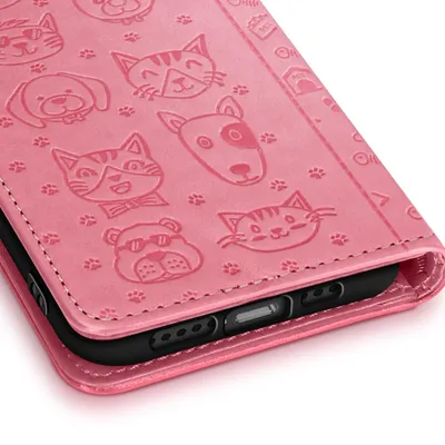 Produktbild von Avizar, Wallet Etui Katze Hund mit Ständer für Apple iPhone 17e, Rosa