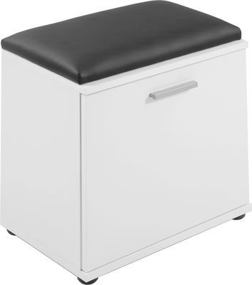 riess-ambiente Moderne Sitzbank JUSTUS 50cm weiß Kunstleder schwarz inkl. Sitzkissen mit Stauraum Bank