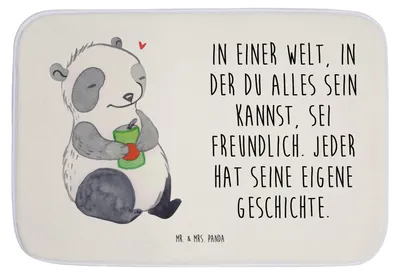 Produktbild von Mr. & Mrs. Panda Badezimmerteppich Panda Depression - Weiß - Geschenk, Affektiven Störung, Badematte, Stimmungstief, Badläufer, Antriebslosigkeit, Badvorleger, Depressiv