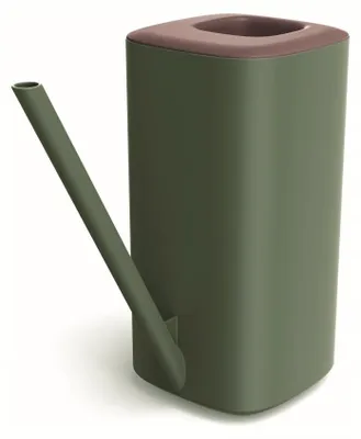 Imagen del producto de Regadera de plástico de 1,6 litros para plantas de interior: boquilla estrecha, mango ergonómico, color verde-marrón