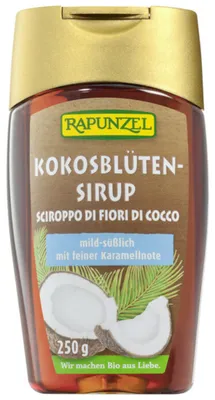 Produktbild von Rapunzel Kokosblütensirup 250 g, Kokoszucker, Flüssigkeit, Natürlich/Natur, Plastikflasche, 250 g, Kokosblütensirup* *kontrolliert biologischer Anbau
