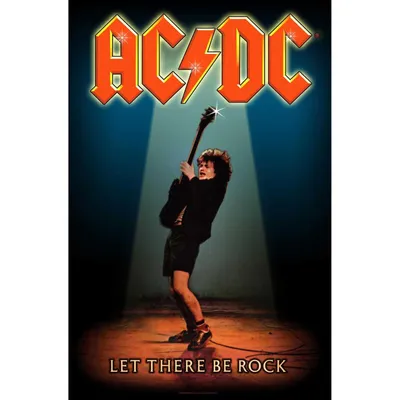 Produktbild von AC/DC - Poster "Let There Be Rock", Stoff RO8248 (106 cm x 70 cm) (Blau/Orange)