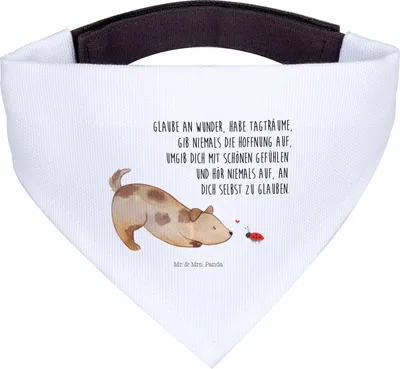 Produktbild von Mr. & Mrs. Panda Halstuch Hund Marienkäfer - Weiß - Geschenk, Tuch für Hunde, Sprüche, Mischlinghund, Zuversichtlich, Bandana, Positiv, Wunder, Mischlingshund