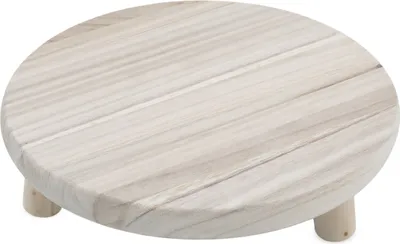 Produktbild von 2.03 Natur Pflanzen und Blumen Hocker mit drei Beinen - ca. Ø 29 cm x 7 cm - kleiner Holz Ständer (groß)