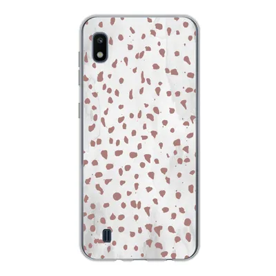 Produktbild von MuchoWow® Handyhülle Schutzhülle Hülle für Samsung Galaxy A10 Polka dots - Braun - Weiß Silikon Softcase Handy Hülle - Schutzhülle