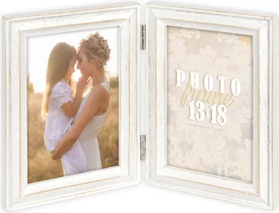 Produktbild von Rosel Doppel-Fotorahmen aus Holz 2 Fotos 10x15 cm Weiß 27x18 cm