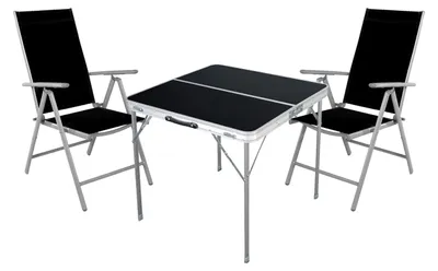 Image de set de meubles de camping 3 pièces aluminium textile noir