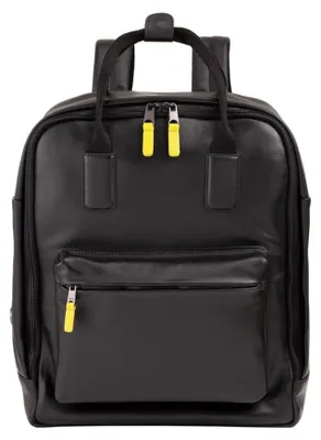 Produktbild von Universeller Rucksack aus schwarzem Naturleder, 28x19x35 cm für Damen und Herren