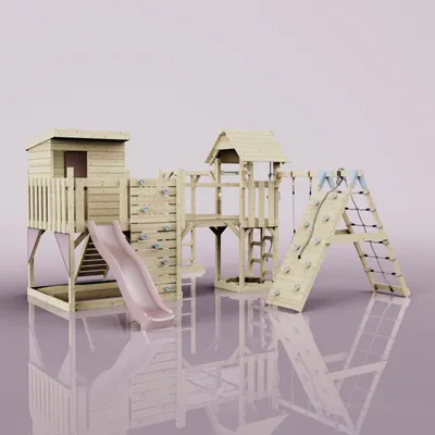 Produktbild von OutdoorToys Spielturm Tessa aus Holz in Rosa Babyschaukel