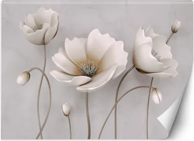 Produktbild von Vlies fototapete Abstrakte Blumen 3D 300x210 cm Feeby Grau inkl. Kleber einfache Montage
