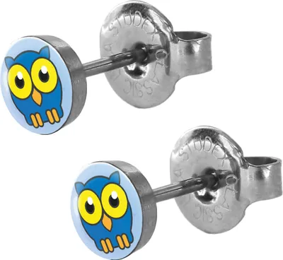 Produktbild von Chirurgenstahl Ohrstecker mit Eulen Studex Sensitive