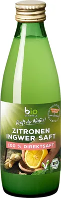 Immagine prodotto di Succo diretto biologico al 100 per cento di limone e zenzero fresco e piccante 250ml