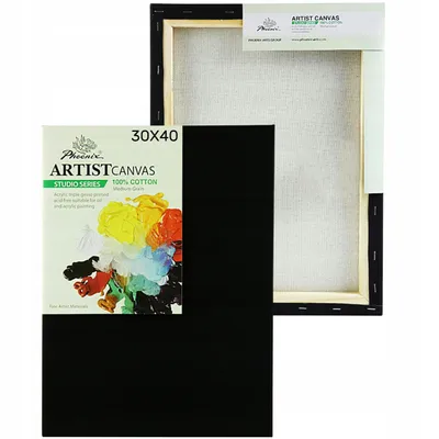 Produktbild von Leinwand Schwarz 30x40 cm Phoenix Künstler Keilrahmen Maluntergrund für Acryl Öl